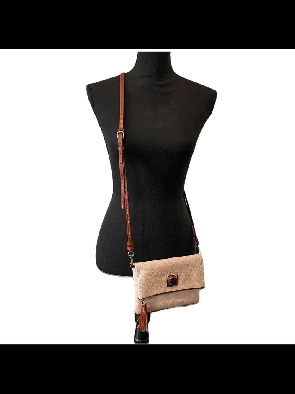Dooney and Bourke Light Pink/Peach Foldover Crossbody Bag Purse Clutch Leather.